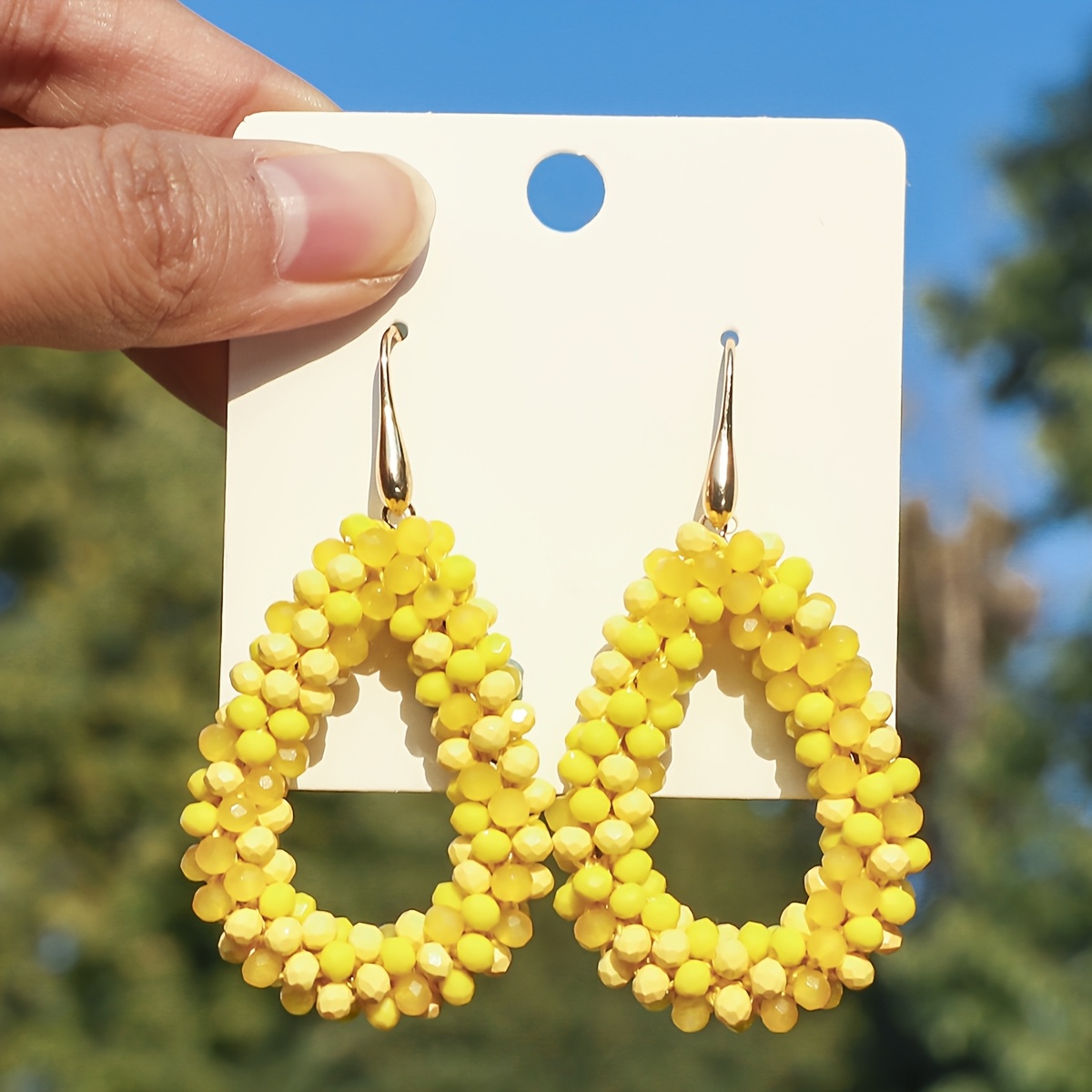 Boho Beaded Dangle Earrings with Stainless Steel Ear Needle
